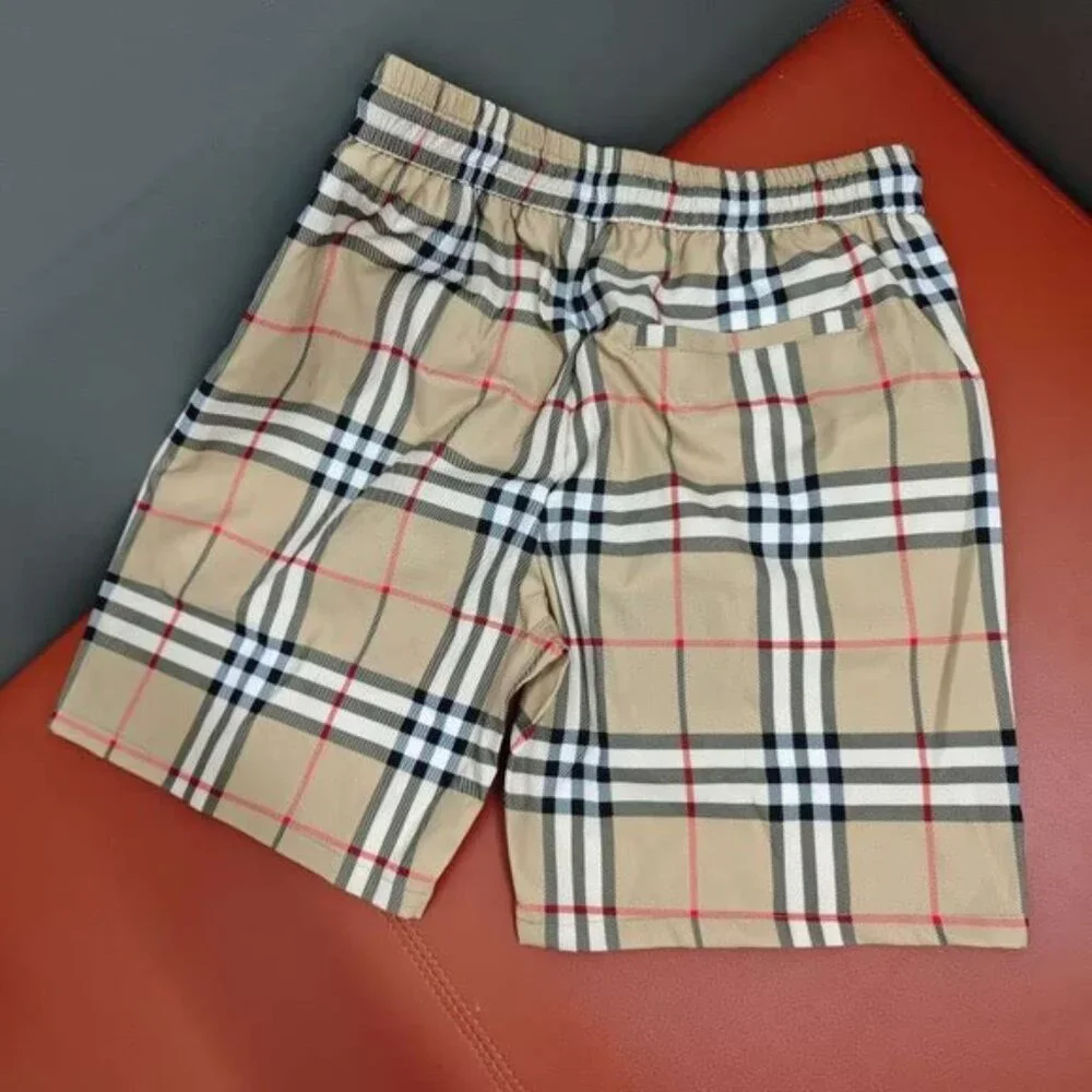 Burberry Beige Checkered Men's Athletic Shorts
